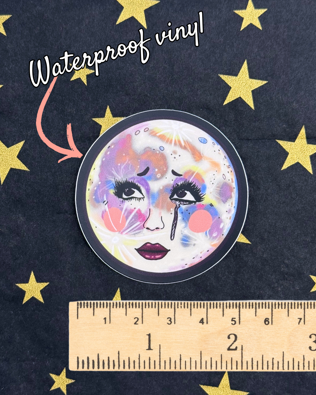 Vinyl Sticker - Look Up Babe Colorful Moon