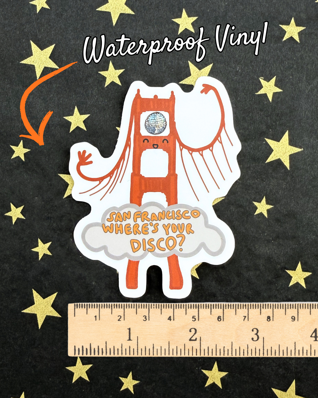 Vinyl Sticker - Golden Gate Girl - San Francisco Where's your Disco?