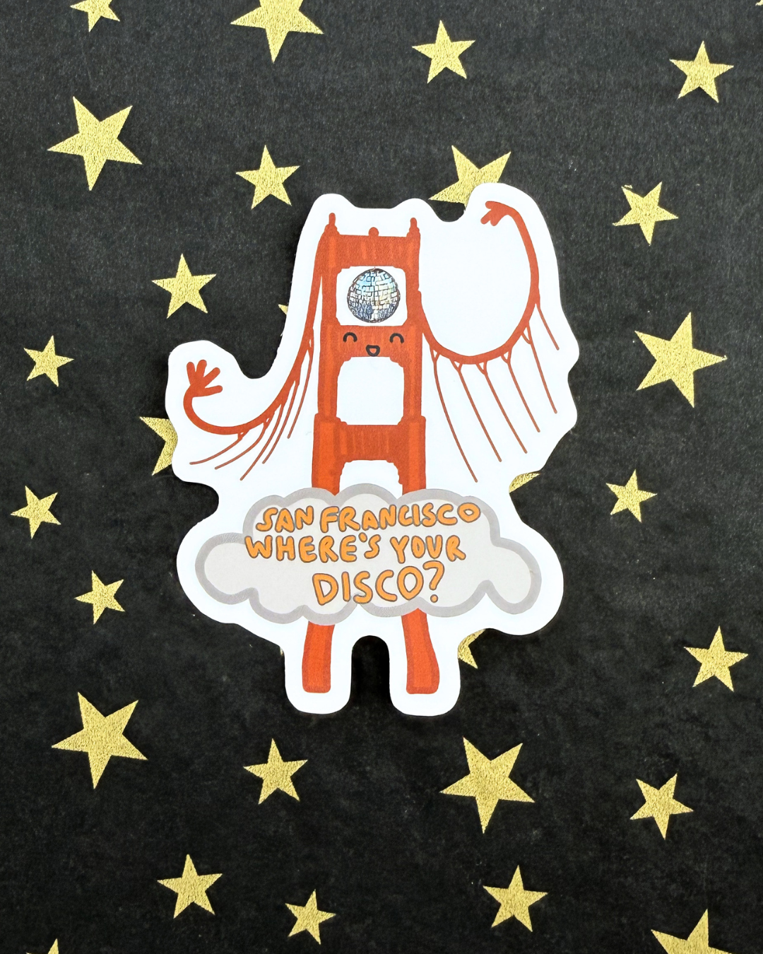 Vinyl Sticker - Golden Gate Girl - San Francisco Where's your Disco?
