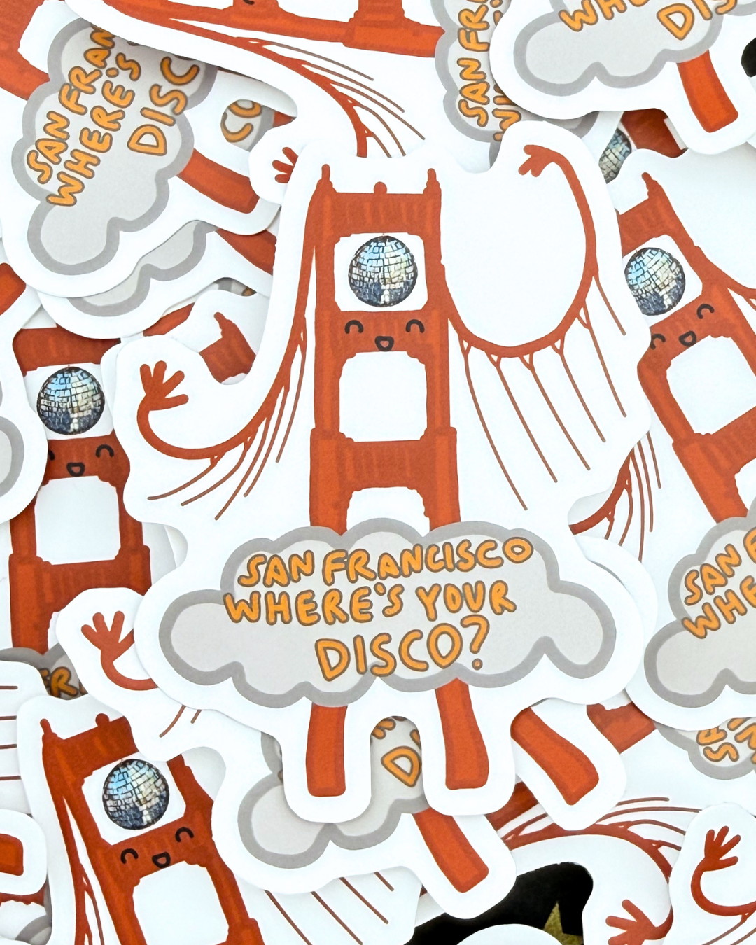 Vinyl Sticker - Golden Gate Girl - San Francisco Where's your Disco?