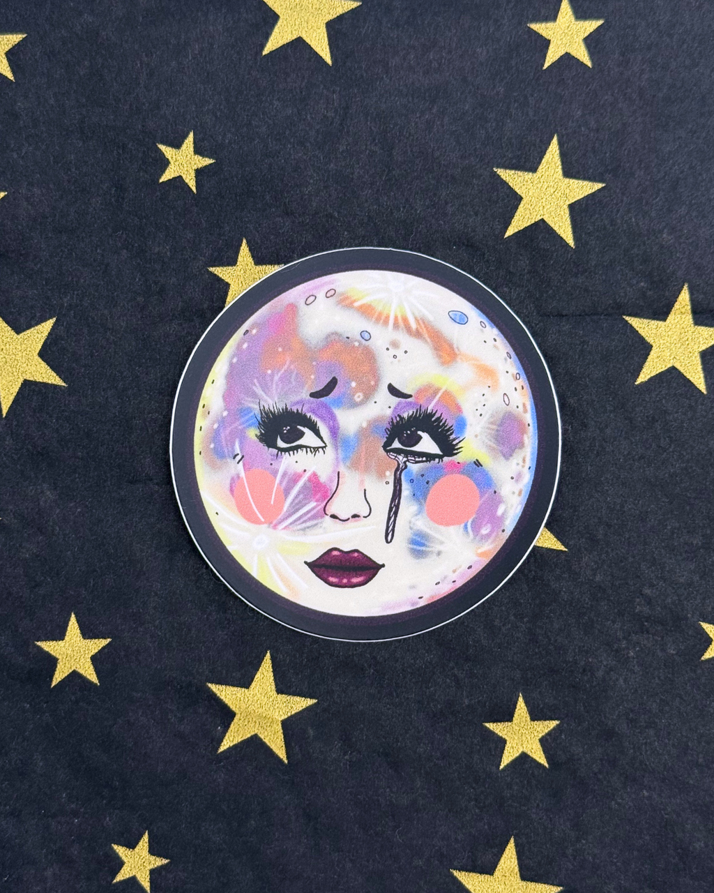 Vinyl Sticker - Look Up Babe Colorful Moon