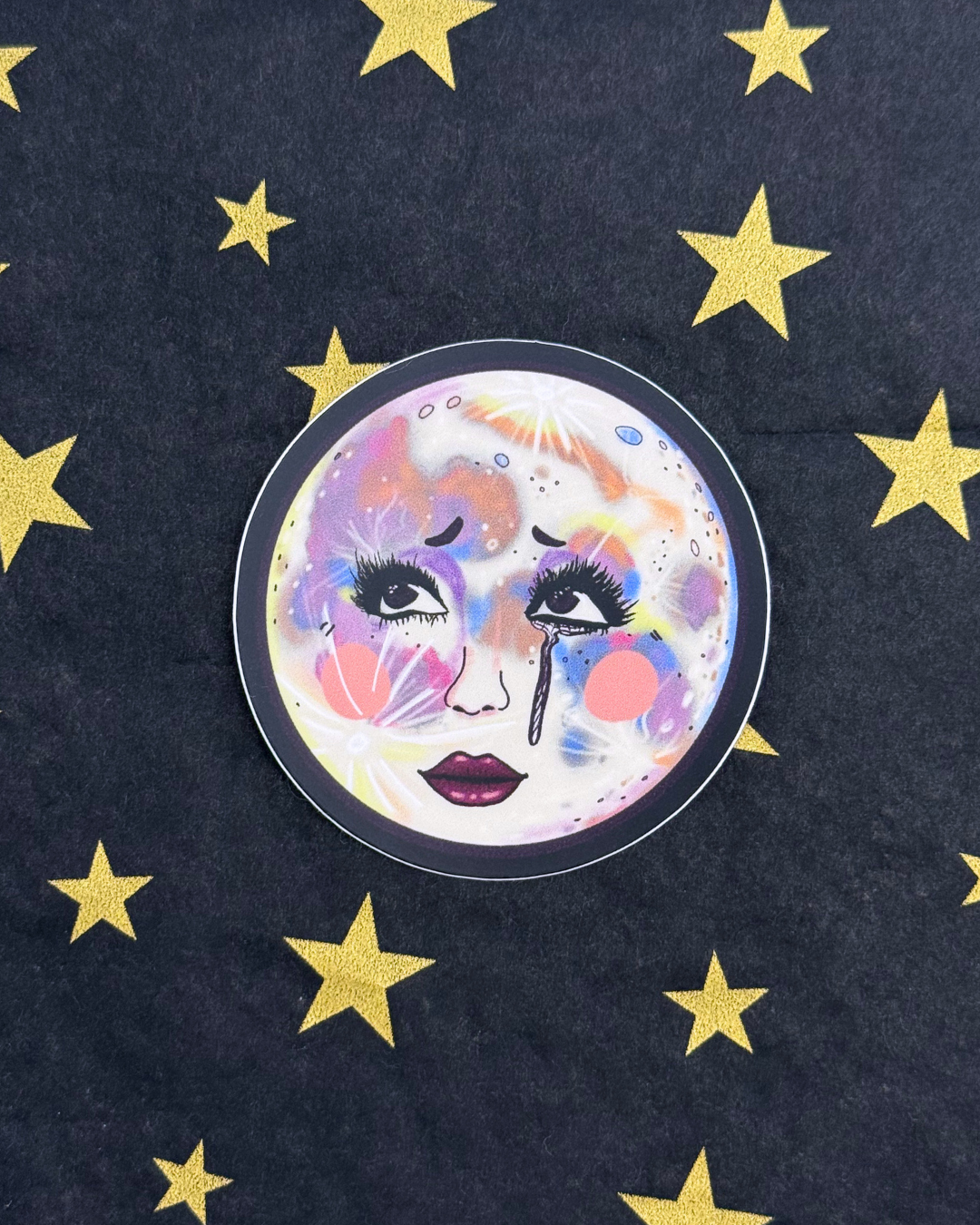 Vinyl Sticker - Look Up Babe Colorful Moon