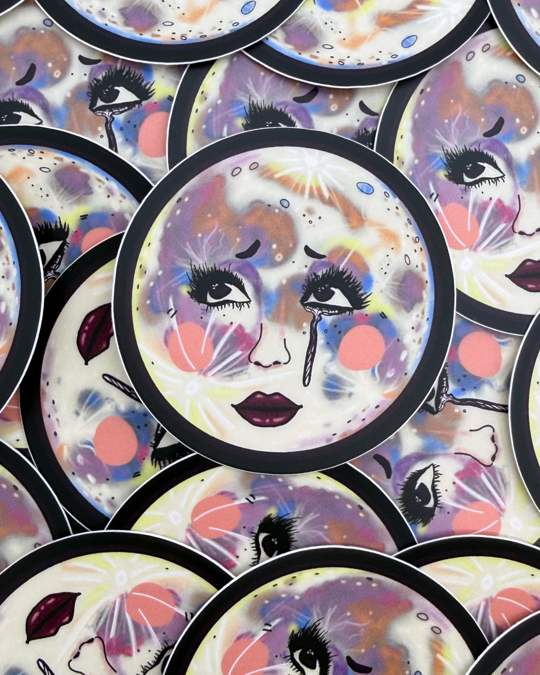 Vinyl Sticker - Look Up Babe Colorful Moon