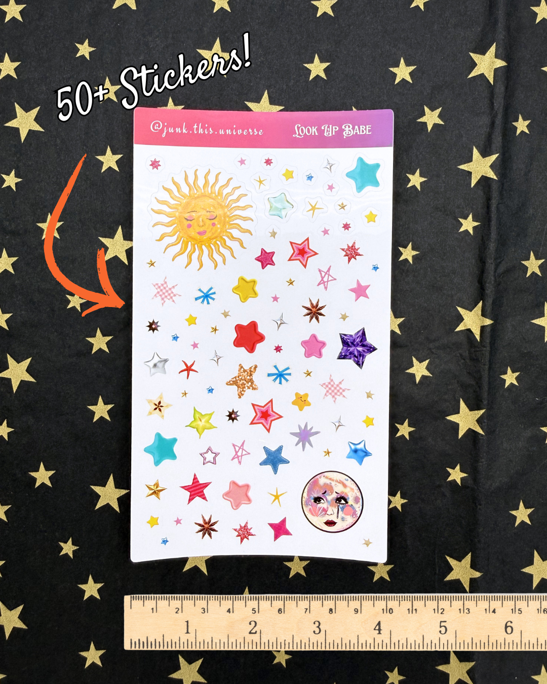Sticker Sheet - Look Up Babe Stars, Sun, & Moon