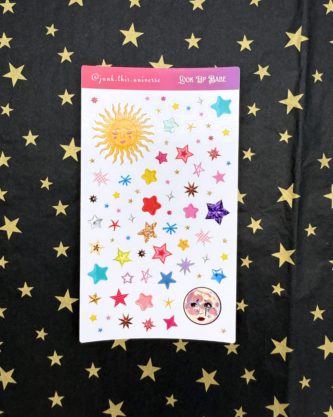 Sticker Sheet - Look Up Babe Stars, Sun, & Moon