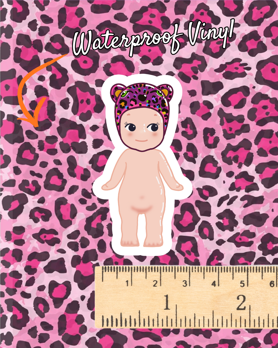 Vinyl Sticker - Rainbow Leopard Trinket Angel Baby
