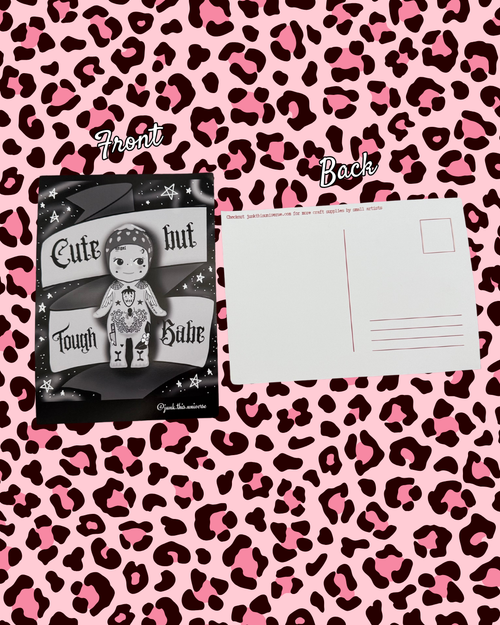 5x7 Print / Postcard - Cute But Tough Babe - Tattooed Trinket Angel Baby