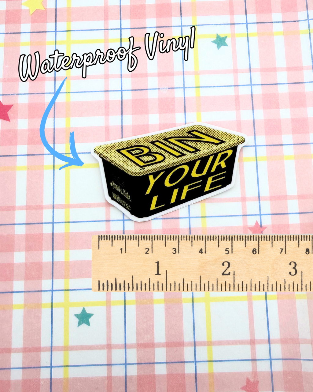 Vinyl Sticker - Bin Your Life - Black & Yellow Bin