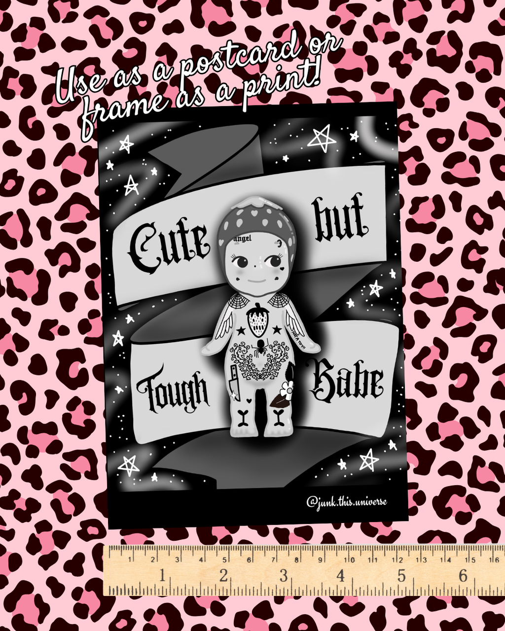 5x7 Print / Postcard - Cute But Tough Babe - Tattooed Trinket Angel Baby