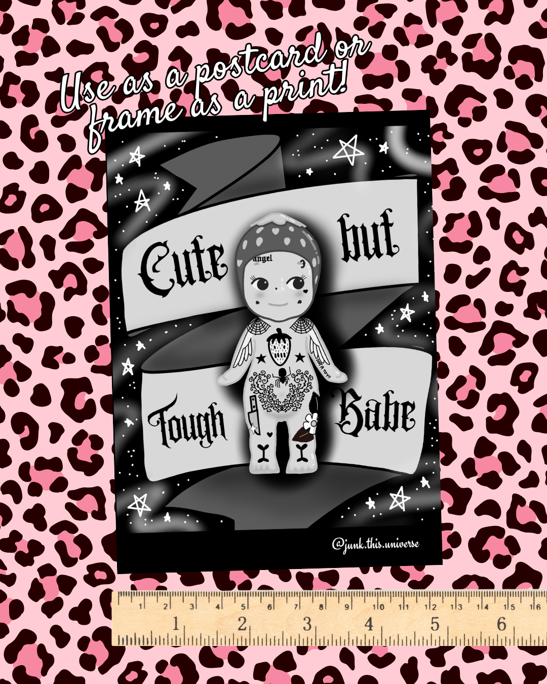 5x7 Print / Postcard - Cute But Tough Babe - Tattooed Trinket Angel Baby