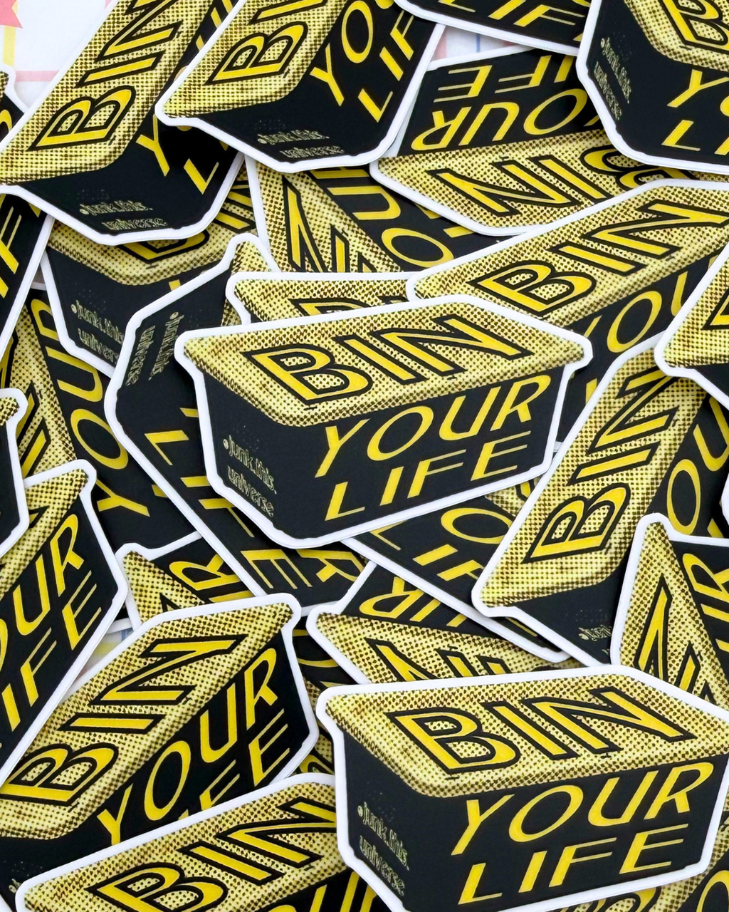 Vinyl Sticker - Bin Your Life - Black & Yellow Bin