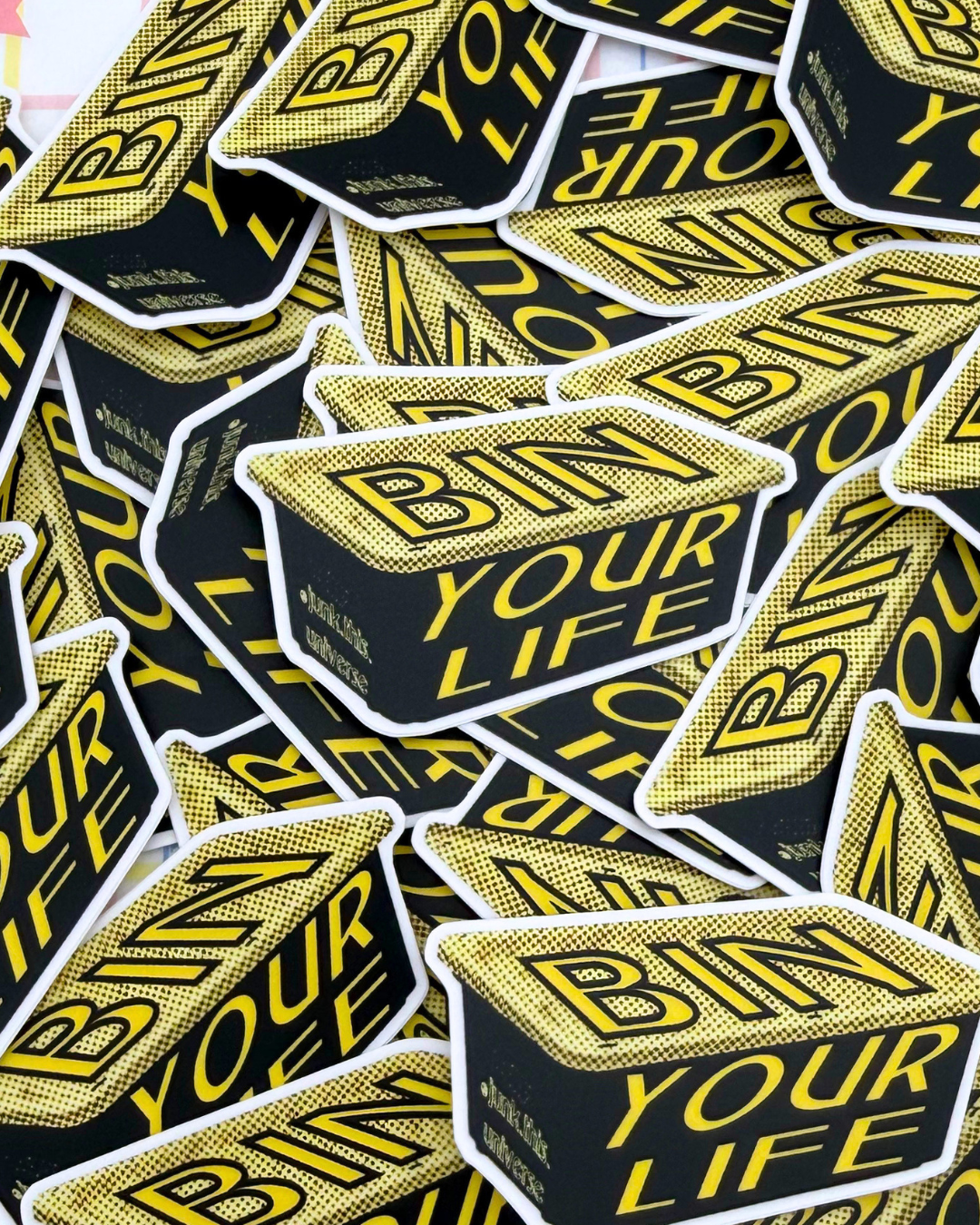 Vinyl Sticker - Bin Your Life - Black & Yellow Bin