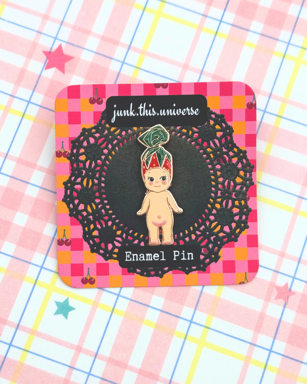 Enamel Pin - Strawberry Candy Trinket Angel Baby