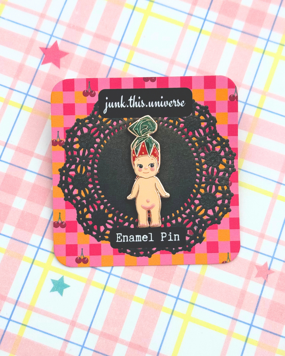 Enamel Pin - Strawberry Candy Trinket Angel Baby