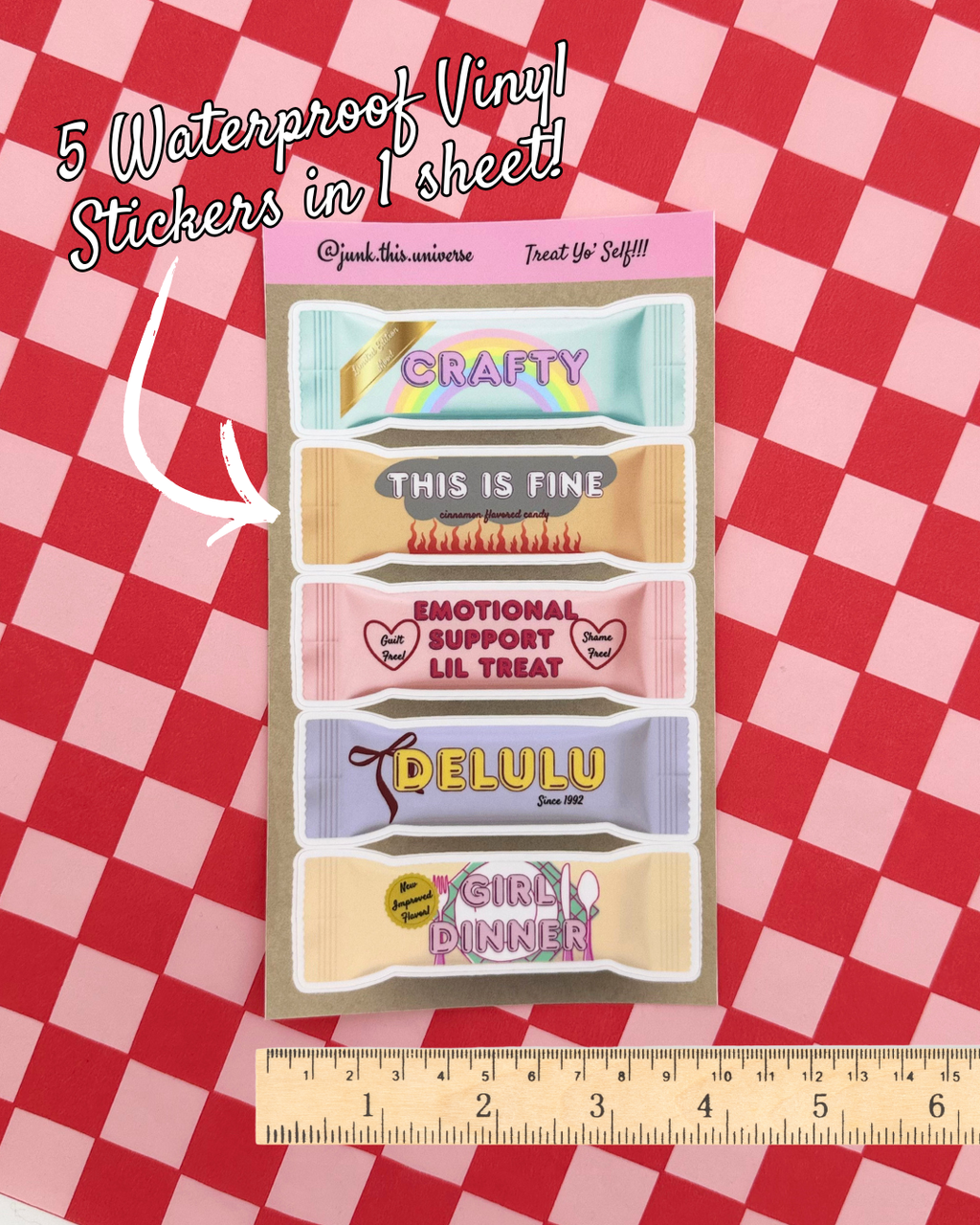 Vinyl Sticker Sheet - Treat Yo' Self - Snarky Candy Bars