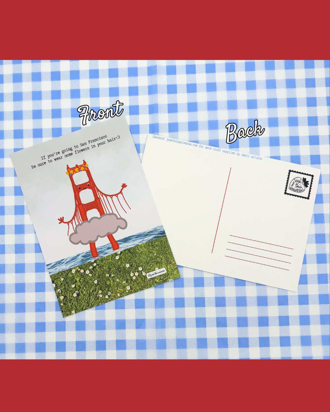 5x7 Print / Postcard - Golden Gate Girl - Make sure you wear flowers in your hair