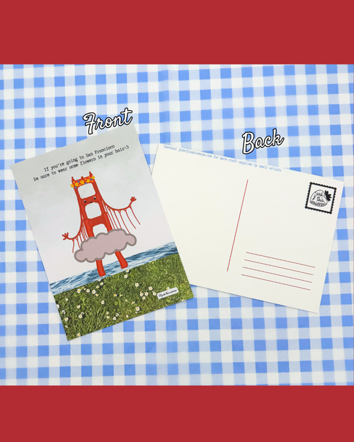 5x7 Print / Postcard - Golden Gate Girl - Make sure you wear flowers in your hair